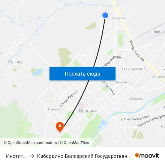 Институт Мвд to Кабардино-Балкарский Государственный Аграрный Университет map