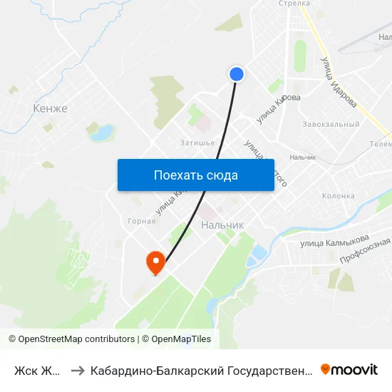Жск Жилстрой to Кабардино-Балкарский Государственный Аграрный Университет map