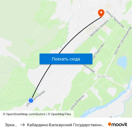 Эркин Ёзен to Кабардино-Балкарский Государственный Аграрный Университет map