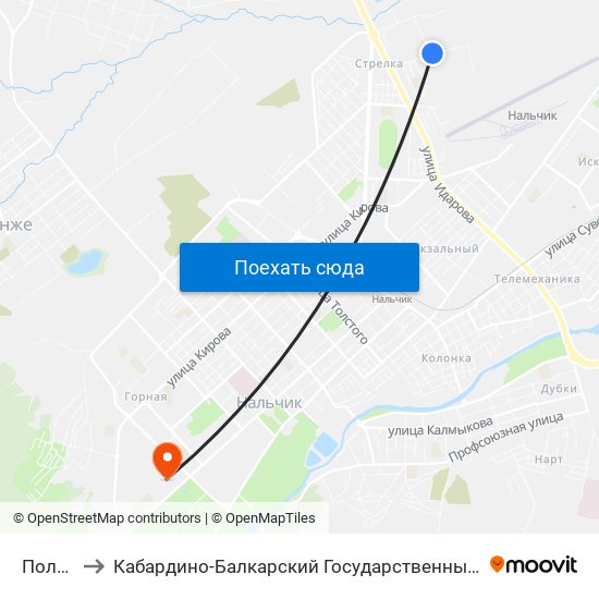 Полк Ппс to Кабардино-Балкарский Государственный Аграрный Университет map