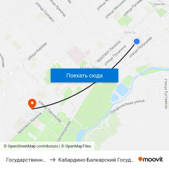 Государственный Концертный Зал to Кабардино-Балкарский Государственный Аграрный Университет map