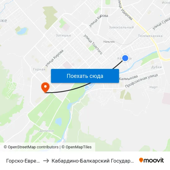 Горско-Еврейская Община to Кабардино-Балкарский Государственный Аграрный Университет map