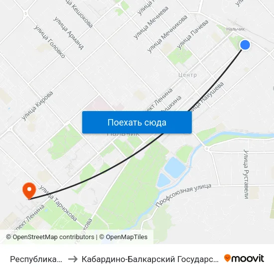Республиканская Мечеть to Кабардино-Балкарский Государственный Аграрный Университет map