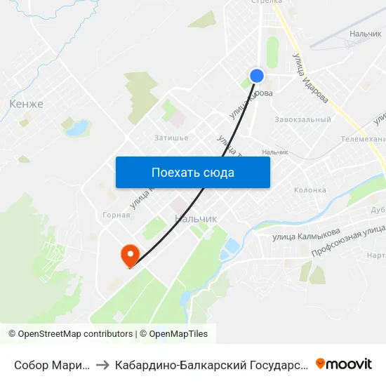 Собор Марии Магдалины to Кабардино-Балкарский Государственный Аграрный Университет map