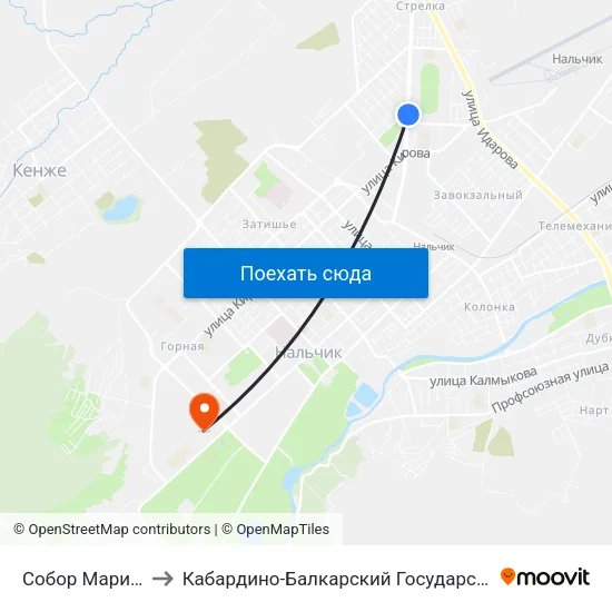 Собор Марии Магдалины to Кабардино-Балкарский Государственный Аграрный Университет map