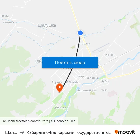 Шалушка to Кабардино-Балкарский Государственный Аграрный Университет map