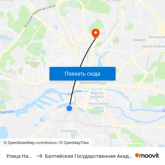 Улица Нансена (В Центр) to Балтийская Государственная Академия Рыбопромыслового Флота. Корпус 3 map