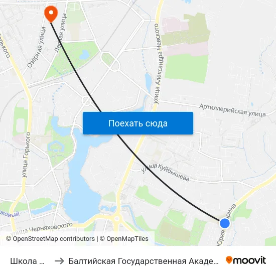 Школа №2 (В Центр) to Балтийская Государственная Академия Рыбопромыслового Флота. Корпус 3 map