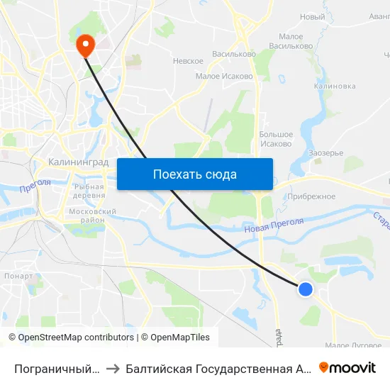 Пограничный Институт (Из Центра) to Балтийская Государственная Академия Рыбопромыслового Флота. Корпус 3 map