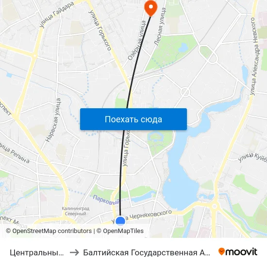 Центральный Рынок (Из Центра) to Балтийская Государственная Академия Рыбопромыслового Флота. Корпус 3 map