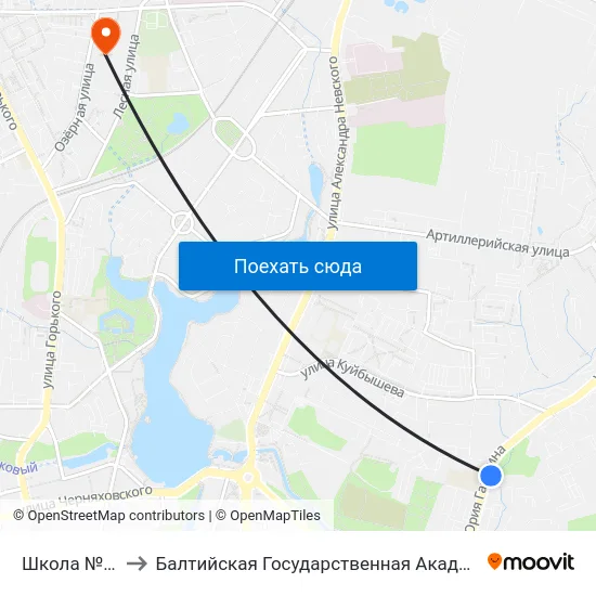 Школа №2 (Из Центра) to Балтийская Государственная Академия Рыбопромыслового Флота. Корпус 3 map
