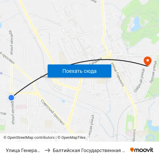 Улица Генерала-Лейтенанта Захарова to Балтийская Государственная Академия Рыбопромыслового Флота. Корпус 3 map