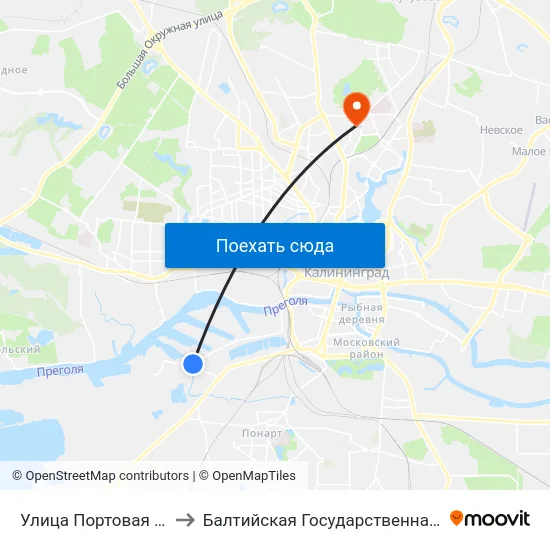 Улица Портовая (На Ул. Транспортная, В Центр) to Балтийская Государственная Академия Рыбопромыслового Флота. Корпус 3 map