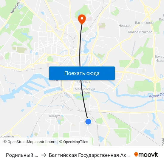Родильный Дом №3 (В Центр) to Балтийская Государственная Академия Рыбопромыслового Флота. Корпус 3 map