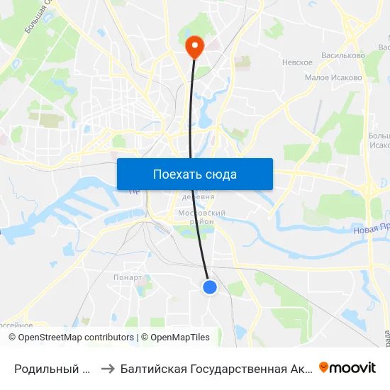 Родильный Дом №3 (Из Центра) to Балтийская Государственная Академия Рыбопромыслового Флота. Корпус 3 map