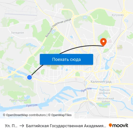 Ул. Полевая to Балтийская Государственная Академия Рыбопромыслового Флота. Корпус 3 map