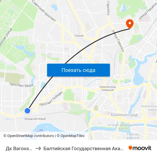 Дк Вагонзавода (В Центр) to Балтийская Государственная Академия Рыбопромыслового Флота. Корпус 3 map