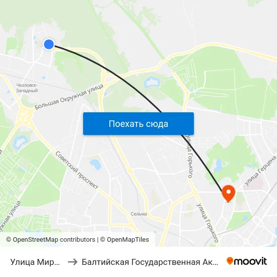 Улица Мира (По Требованию) to Балтийская Государственная Академия Рыбопромыслового Флота. Корпус 3 map