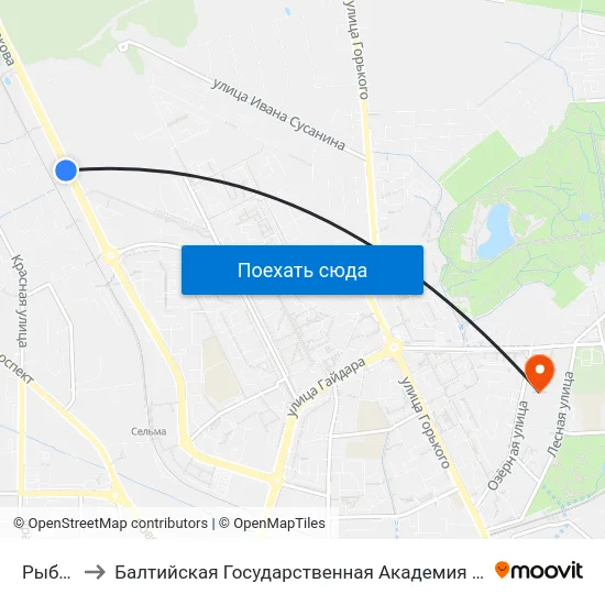 Рыбникова to Балтийская Государственная Академия Рыбопромыслового Флота. Корпус 3 map