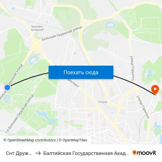 Снт Дружба (Из Центра) to Балтийская Государственная Академия Рыбопромыслового Флота. Корпус 3 map