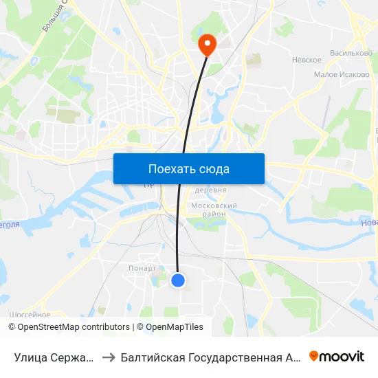 Улица Сержанта Щедина (В Центр) to Балтийская Государственная Академия Рыбопромыслового Флота. Корпус 3 map