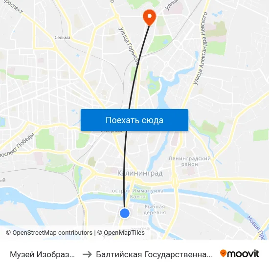Музей Изобразительных Искусств (В Центр) to Балтийская Государственная Академия Рыбопромыслового Флота. Корпус 3 map