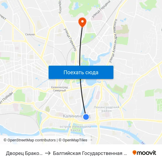 Дворец Бракосочетаний (Из Центра) to Балтийская Государственная Академия Рыбопромыслового Флота. Корпус 3 map