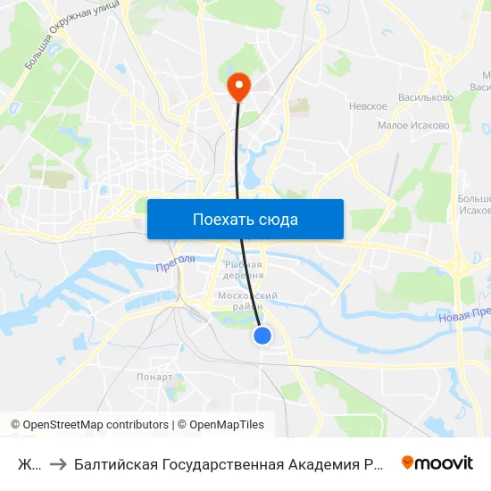Жби-2 to Балтийская Государственная Академия Рыбопромыслового Флота. Корпус 3 map