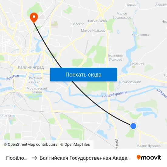 Посёлок Борисово to Балтийская Государственная Академия Рыбопромыслового Флота. Корпус 3 map