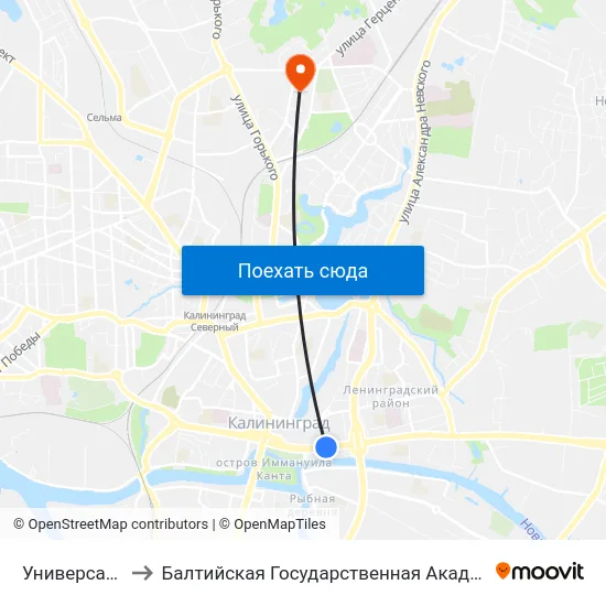 Универсам Московский to Балтийская Государственная Академия Рыбопромыслового Флота. Корпус 3 map