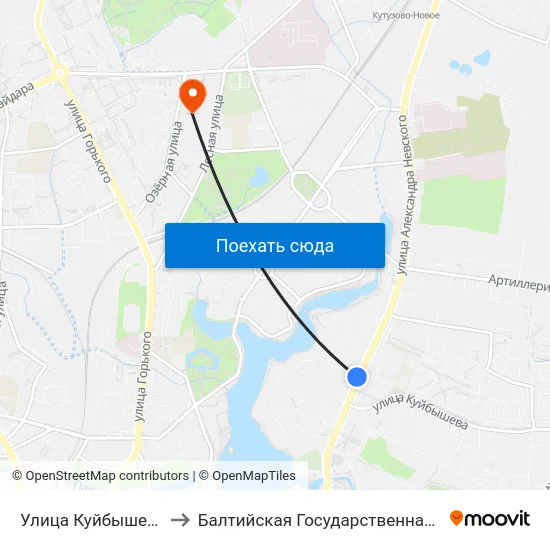 Улица Куйбышева (На Ул. Невского, В Центр) to Балтийская Государственная Академия Рыбопромыслового Флота. Корпус 3 map