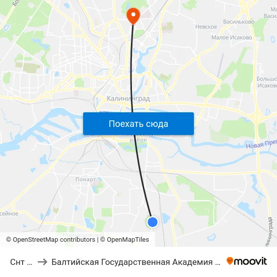 Снт Медик to Балтийская Государственная Академия Рыбопромыслового Флота. Корпус 3 map