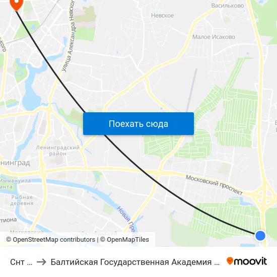 Снт Чайка to Балтийская Государственная Академия Рыбопромыслового Флота. Корпус 3 map