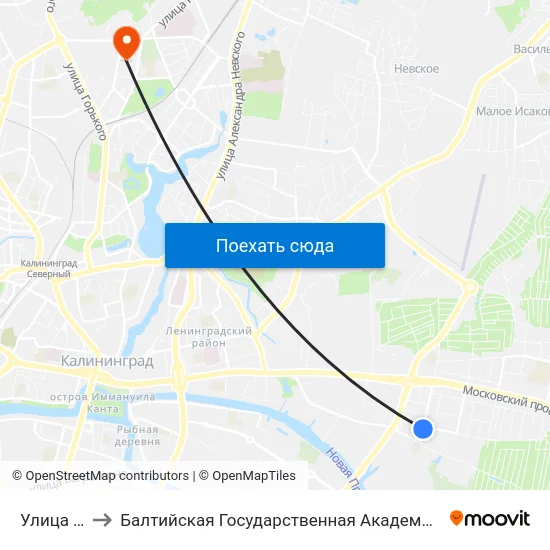 Улица Тульская to Балтийская Государственная Академия Рыбопромыслового Флота. Корпус 3 map
