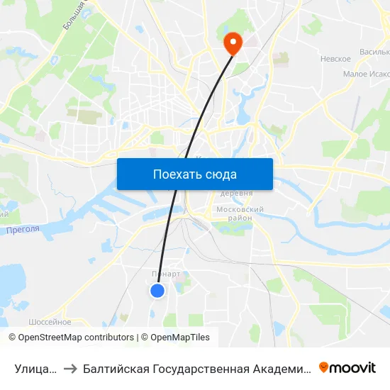 Улица Беговая to Балтийская Государственная Академия Рыбопромыслового Флота. Корпус 3 map