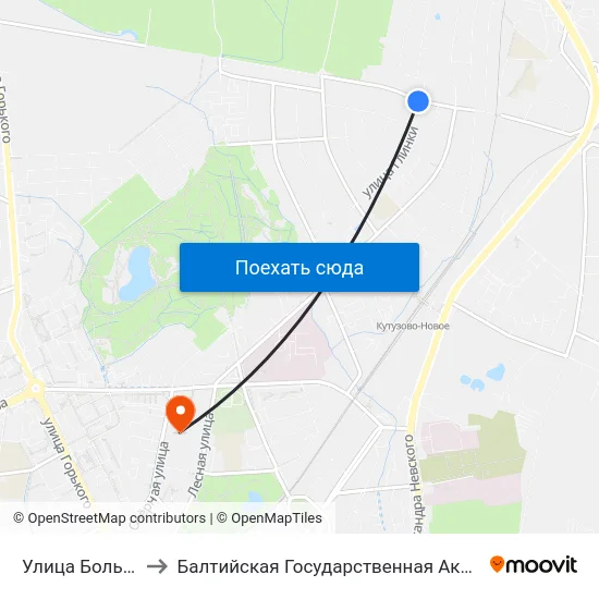 Улица Большая Окружная 3-Я to Балтийская Государственная Академия Рыбопромыслового Флота. Корпус 3 map