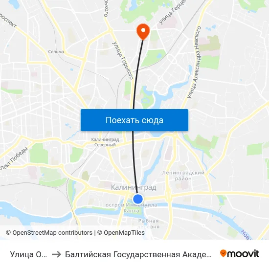 Улица Октябрьская to Балтийская Государственная Академия Рыбопромыслового Флота. Корпус 3 map