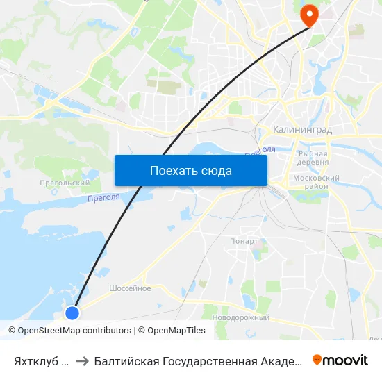 Яхтклуб (Из Центра) to Балтийская Государственная Академия Рыбопромыслового Флота. Корпус 3 map
