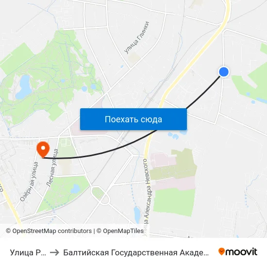 Улица Родниковая to Балтийская Государственная Академия Рыбопромыслового Флота. Корпус 3 map