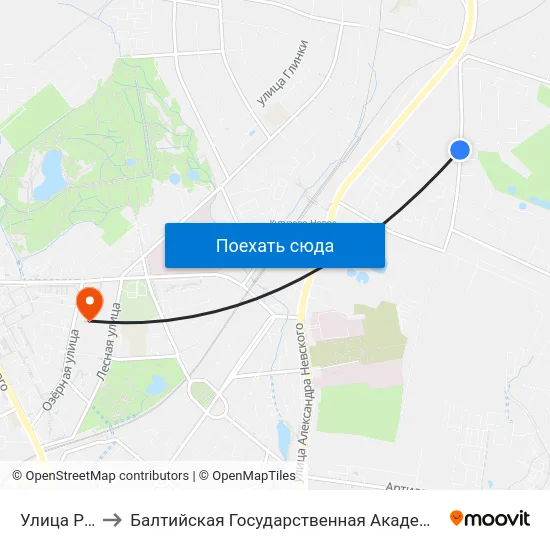 Улица Родниковая to Балтийская Государственная Академия Рыбопромыслового Флота. Корпус 3 map