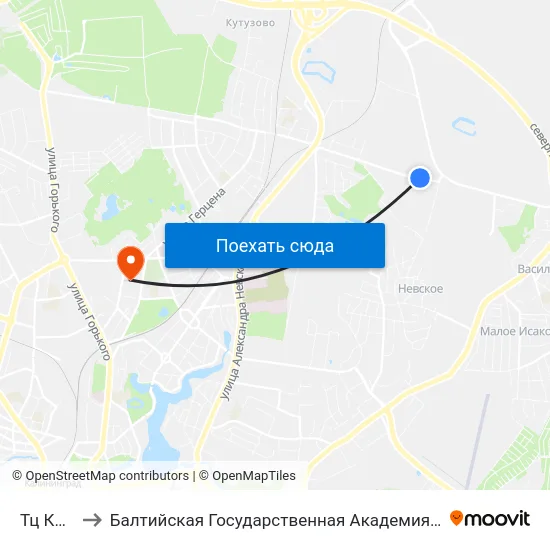 Тц Клондайк to Балтийская Государственная Академия Рыбопромыслового Флота. Корпус 3 map