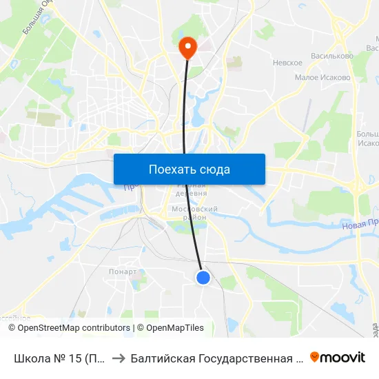 Школа № 15 (По Требованию, Из Центра) to Балтийская Государственная Академия Рыбопромыслового Флота. Корпус 3 map