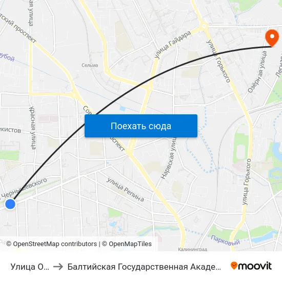 Улица Офицерская to Балтийская Государственная Академия Рыбопромыслового Флота. Корпус 3 map