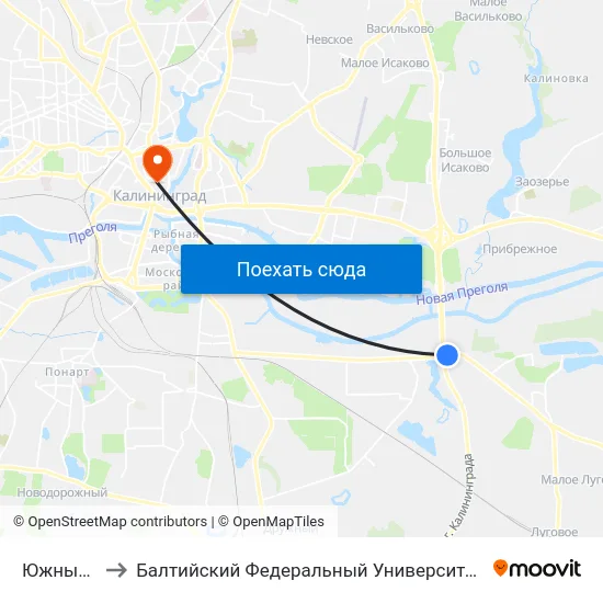 Южный Обход to Балтийский Федеральный Университет Имени Иммануила Канта map