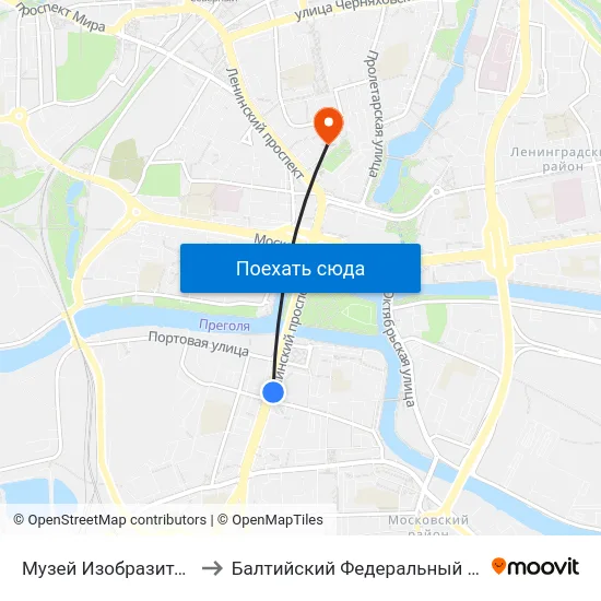 Музей Изобразительных Искусств (В Центр) to Балтийский Федеральный Университет Имени Иммануила Канта map