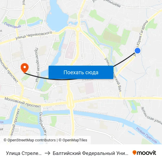 Улица Стрелецкая (Из Центра) to Балтийский Федеральный Университет Имени Иммануила Канта map