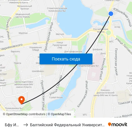 Бфу Им. Канта to Балтийский Федеральный Университет Имени Иммануила Канта map