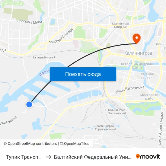 Тупик Транспортный (В Центр) to Балтийский Федеральный Университет Имени Иммануила Канта map