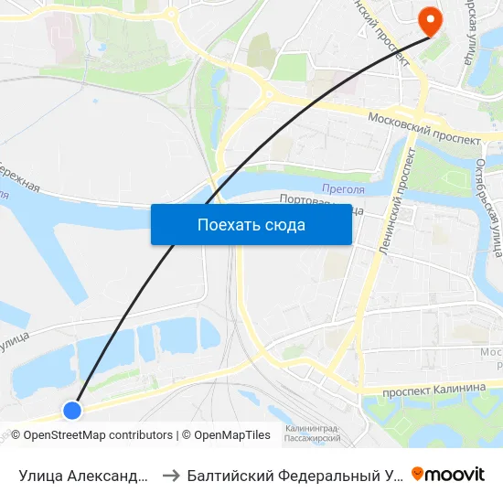 Улица Александра Суворова (Из Центра) to Балтийский Федеральный Университет Имени Иммануила Канта map