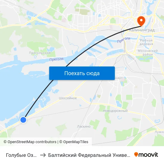 Голубые Озера (В Центр) to Балтийский Федеральный Университет Имени Иммануила Канта map